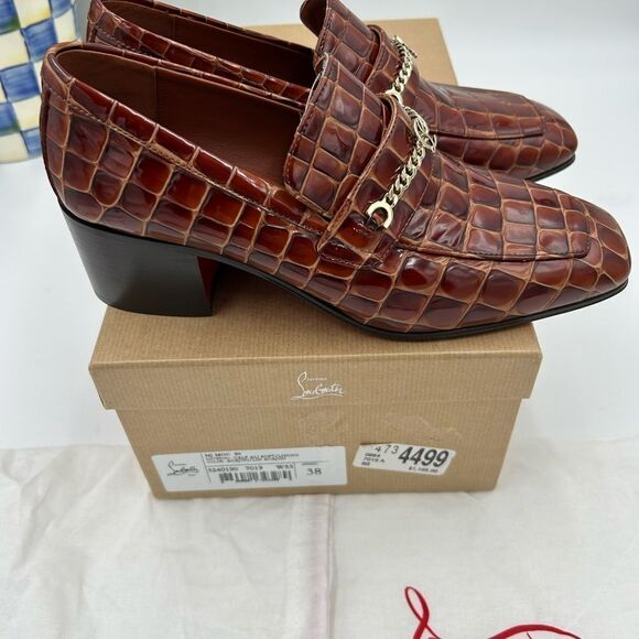 Women’s Christian Louboutin MJ, moc leather loafers size 38 made in Italy - Picture 10 of 13